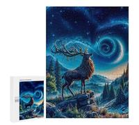 Puzzles pour Adolescents Mystical Deer Under Starry Sky Puzzles pour Adultes, Jouets Anti-Stress, Difficile, Cadeau d'anniversaire, Cadeaux, 500 PCS