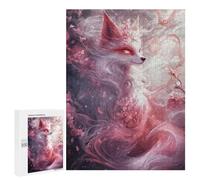 Puzzles pour Adolescents Mystical Fox with Cherry Blossoms Puzzles pour Adultes À Monter Soi-même, Décorations Murales, Idées Cadeaux pour Toute La Famille 500 PCS