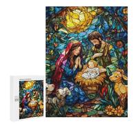 Puzzles pour Adolescents Nativity Scene Stained Gla Puzzles pour Adultes Jeu Manuel Cadeau d'anniversaire Cadeau d'anniversaire, Cadeaux, 500 PCS
