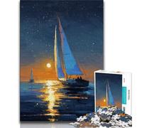 Puzzles pour Adolescents : Naviguer sous Un Ciel étoilé, Anti-Stress, Vacances à la Maison, avec Affiche et fiche de Questions-réponses (38x26cm)