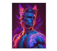 Puzzles pour Adolescents Neon Angel Statue Puzzles pour Adultes, Jouet, Décoration Murale, Décoration Intérieure, Défi À Réaliser 52x38cm/1000pcs