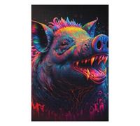 Puzzles pour Adolescents Neon Boar Art Print Puzzles pour Adultes Jeux Relaxants Cadeaux De Décoration Parfaits pour Les Amis Et La Famille 1000pcs(75x50cm)