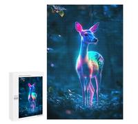 Puzzles pour Adolescents Neon Deer in Forest Puzzles pour Adultes Jeux Relaxants Qui Améliorent La Mémoire Cadeaux Uniques pour Un Anniversaire Et Noël 1000 PCS