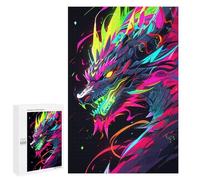 Puzzles pour Adolescents Neon Dragon Art Print Casse-tête pour Adolescents : Analyse Et Logique, Difficile Et Stimulant, Idéal comme Cadeau 1000 PCS