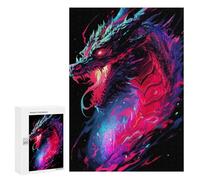 Puzzles pour Adolescents Neon Dragon Art Print Casse-tête pour Adolescents : Analyse Et Logique, Difficile Et Stimulant, Idéal comme Cadeau 300 PCS