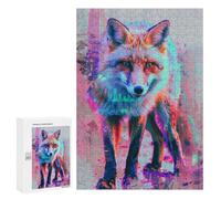 Puzzles pour Adolescents Neon Glitch Fox Puzzles pour Adultes Jeu Manuel Cadeau d'anniversaire Cadeau d'anniversaire, Cadeaux, 300 PCS