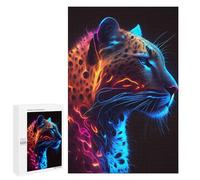 Puzzles pour Adolescents Neon Leopard Portrait Puzzles pour Adultes Jeu Manuel Cadeau d'anniversaire Cadeau d'anniversaire, Cadeaux, 1000 PCS