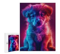 Puzzles pour Adolescents Neon Puppy Portrait Casse-tête pour Adolescents : Analyse Et Logique, Difficile Et Stimulant, Idéal comme Cadeau 500 PCS
