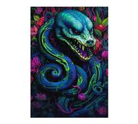 Puzzles pour Adolescents Neon Serpent Amidst Flowers Jeux Relaxants, Amusants Et Humoristiques - Cadeau d'anniversaire, Cadeaux, 38x26cm/1000pcs