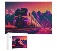 Puzzles pour Adolescents Neon Train Journey Through Mountains Puzzles pour Adultes Jouets Anti-Stress Vacances À La Maison Passer Le Temps Interaction Parent-Enfant 300 PCS