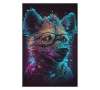 Puzzles pour Adolescents Neon Wolf Glasses Art Print Puzzles pour Adultes, Jouets À Monter Soi-même, Cadeaux pour Femmes, Cadeaux De Noël Et d'anniversaire 1000pcs(75x50cm)