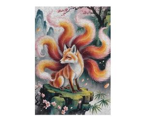 Puzzles pour Adolescents Nine-Tailed Fox in Asian Landscape Puzzles pour Adultes : des Jouets À Monter Soi-même, Amusants Et Originaux, Parfaits pour Un Anniversaire Ou Noël