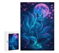 Puzzles pour Adolescents Nine-Tailed Fox Under The Moonlight Puzzles pour Adultes À Monter Soi-même, Décorations Murales, Idées Cadeaux pour Toute La Famille 300 PCS