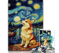 Puzzles pour Adolescents Nuit étoilée Adorables Huskies Puzzles pour Adolescents 1000 Jouets éducatifs Jeux Anti-Stress Liste de souhaits avec Père Noël (50x75cm)