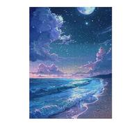 Puzzles pour Adolescents Ocean Waves Under Moonlight -1 Puzzles pour Adultes Jeux Familiaux Difficile Difficile Est Idéal comme Cadeau 1000pcs(52x38cm)