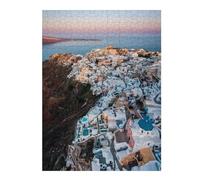 Puzzles pour Adolescents Oia Santorini Aerial View Puzzles pour Adultes, Jeu Familial, Course De Vitesse Manuelle, Cadeaux d'anniversaire Uniques 52x38cm/1000pcs