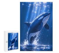 Puzzles pour Adolescents Orca Breaching in Blue Ocean Waters Puzzles pour Adolescents : Améliorent La Mémoire. Chaque Pièce Est Unique - Idée Cadeau d'anniversaire Unique 1000 PCS