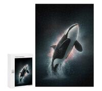 Puzzles pour Adolescents Orca Whale Leaping in Space Puzzle Adulte - Décoration Murale - Découpe De Précision pour Les Gamers 300 PCS