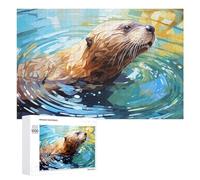 Puzzles pour Adolescents Otter Swimming in Water Puzzles pour Adultes Jouets Anti-Stress Vacances À La Maison Passer Le Temps Interaction Parent-Enfant 1000 PCS