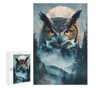 Puzzles pour Adolescents Owl in Forest Under Moonlight Puzzles pour Adultes Jeux Manuels Cadeaux pour Femmes Stimule Le Cerveau 1000 PCS