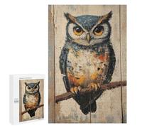 Puzzles pour Adolescents Owl Painting on Wood Panel Simple Bird Wall Art Puzzles pour Adultes Jeux Relaxants Qui Améliorent La Mémoire Cadeaux Uniques pour Un Anniversaire Et Noël 1000 PCS