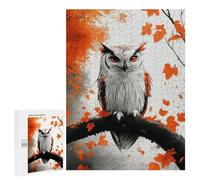 Puzzles pour Adolescents Owl Perched on Branch with Orange Leaves Puzzles pour Adultes, Jeu Manuel, Course De Vitesse, Activités Amusantes À La Maison, 500 PCS