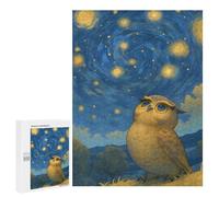 Puzzles pour Adolescents Owl Under Starry Night Sky Puzzles pour Adultes, Jouets Anti-Stress, Difficile, Cadeau d'anniversaire, Cadeaux, 500 PCS