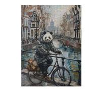 Puzzles pour Adolescents Panda Bicycle Amsterdam Puzzles pour Adultes, Jeu De Réflexion, Décoration Intérieure, pour Toute La Famille 52x38cm/1000pcs