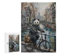 Puzzles pour Adolescents Panda Bicycle Amsterdam Puzzles pour Adultes - Jeu Manuel - Niveau De Difficulté Élevé - Idée Cadeau Originale pour Un Anniversaire 300 PCS
