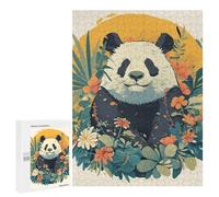 Puzzles pour Adolescents Panda in Floral Garden Illustration Casse-têtes pour Adolescents - Jeu De Réflexion - Améliore La Mémoire - Cadeaux De Noël Et d'anniversaire