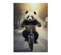 Puzzles pour Adolescents Panda on A Bicycle Puzzles pour Adultes, Jeu De Réflexion, Décoration Intérieure, pour Toute La Famille 38x26cm/1000pcs