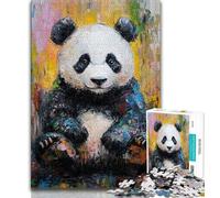Puzzles pour Adolescents Panda Peinture à l'huile Puzzles de 1000 pièces pour Adolescents est idéal comme Cadeau pour Toute la Famille Convient pour Et 14 (50x75cm)