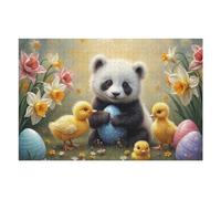 Puzzles pour Adolescents Panda with Ducklings Easter Eggs Puzzles pour Adultes : des Jouets À Monter Soi-même, Amusants Et Originaux, Parfaits pour Un Anniversaire Ou Noël