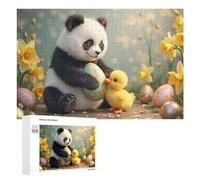 Puzzles pour Adolescents Panda with Easter Eggs and Duckling Puzzles pour Adultes Jeux De Détente Cadeaux pour Femmes Idéal comme Cadeau pour Toute La Famille 1000 PCS