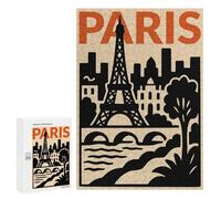 Puzzles pour Adolescents Paris Eiffel Tower Cityscape Illustration Casse-têtes pour Adolescents - Jeu De Réflexion - Améliore La Mémoire - Cadeaux De Noël Et d'anniversaire