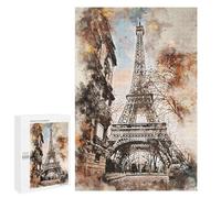Puzzles pour Adolescents Parisian Eiffel Tower Watercolor Puzzles pour Adultes Jouets Anti-Stress Vacances À La Maison Passer Le Temps Interaction Parent-Enfant 1000 PCS
