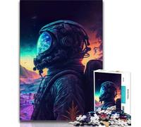 Puzzles pour Adolescents Paysage néon Astronaute 1000 pièces Anti-Stress défi Difficile décoration d'intérieur Jouets 75x50cm