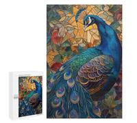 Puzzles pour Adolescents Peacock Stained Glass Art Puzzles pour Adultes - Jeu Manuel - Niveau De Difficulté Élevé - Idée Cadeau Originale pour Un Anniversaire 1000 PCS
