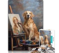 Puzzles pour Adolescents Peintre Golden Retriever 1 000 pièces pour entraîner Votre Cerveau et Vos Mains Cadeau d'anniversaire (50x75cm)