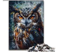 Puzzles pour Adolescents, Peinture à l'huile, Portrait de Hibou, Jouets éducatifs, Anti-Stress, renforce l'amour Entre Couples (Taille 26x38cm)