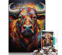 Puzzles pour Adolescents Peintures de Vaches colorées Puzzles pour Adultes pour est idéal comme Cadeau pour Toute la Famille pour et 14 Ans 38x26cm