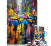 Puzzles pour Adolescents Personnages sous la Pluie, Aidez Le Cerveau à exercer des Jouets addictifs pour cultiver la Patience Décoration Murale (38x26cm)