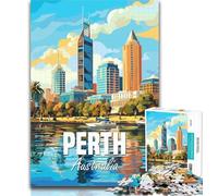 Puzzles pour Adolescents Perth, Australie, Puzzle 1000 pièces pour Adultes et Adolescents, Cadeaux Secret Santa pour Les Enfants de 14 Ans et Plus, 26x38cm