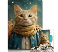 Puzzles pour Adolescents Petit Prince Chat, Jeu Familial Anti-Stress, défi Difficile, renforce l'amour Entre Les Couples 75x50cm