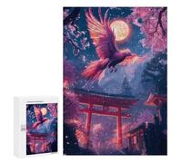 Puzzles pour Adolescents Phoenix in Cherry Blossom Night Puzzle Adulte - Décoration Murale - Découpe De Précision pour Les Gamers 300 PCS