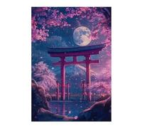 Puzzles pour Adolescents Pink Flowers and Lake Moon Puzzle Familial - Améliore La Mémoire - Cadeau d'anniversaire Et Cadeau Unique 38x26cm/1000pcs