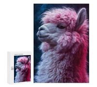 Puzzles pour Adolescents Pink Fluffy Alpaca Portrait Puzzles pour Adultes, Jeu Manuel, Course De Vitesse, Activités Amusantes À La Maison, 300 PCS