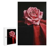 Puzzles pour Adolescents Pink Rose on Red Fabric Puzzles pour Adultes, Jouets Anti-Stress, Difficile, Cadeau d'anniversaire, Cadeaux, 1000 PCS