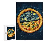 Puzzles pour Adolescents Pizza Starry Night Art Puzzle Adulte - Décoration Murale - Découpe De Précision pour Les Gamers 300 PCS