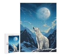Puzzles pour Adolescents Polar Bear Moonlit Mountain Puzzles pour Adultes Jouets Anti-Stress Vacances À La Maison Passer Le Temps Interaction Parent-Enfant 500 PCS